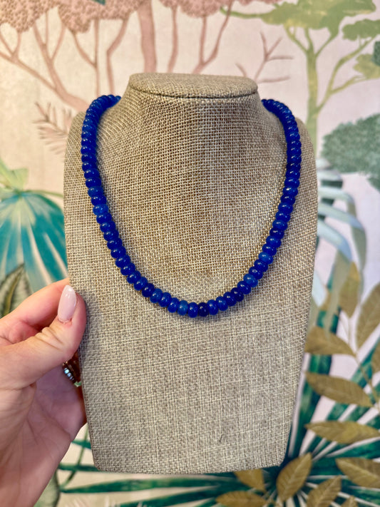 Royal Blue Candy Bead Necklace - Cherry Laurel Design