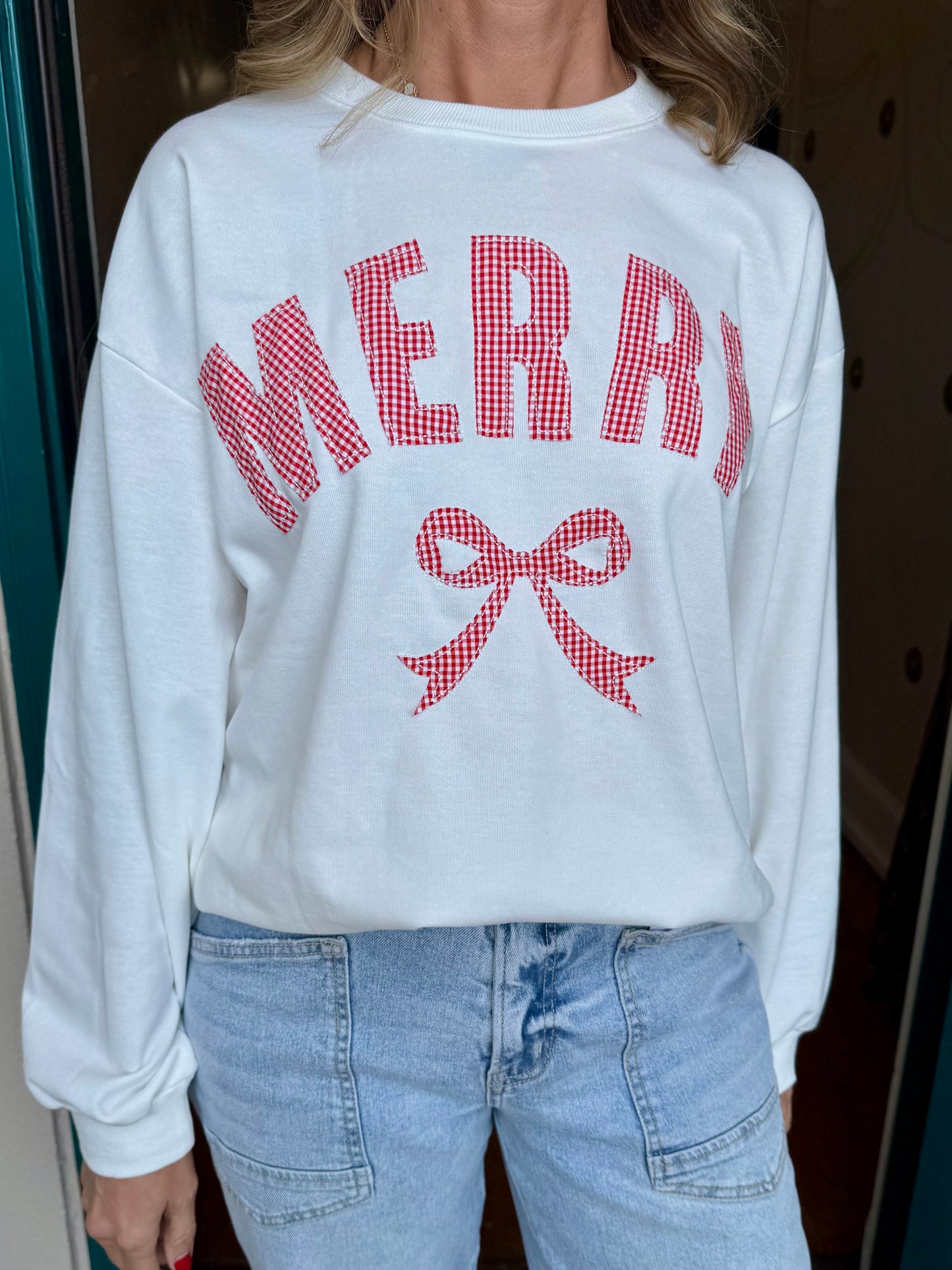 Merry Patchwork With Ribbon Bow Detail