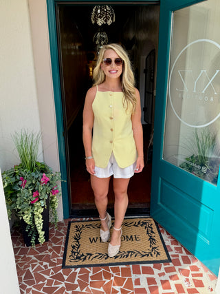 Textured Button Down Vest Top