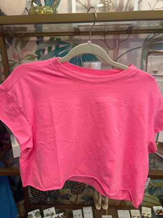 Neon Pink Hot Shot Cropped Tee-Free People Movement