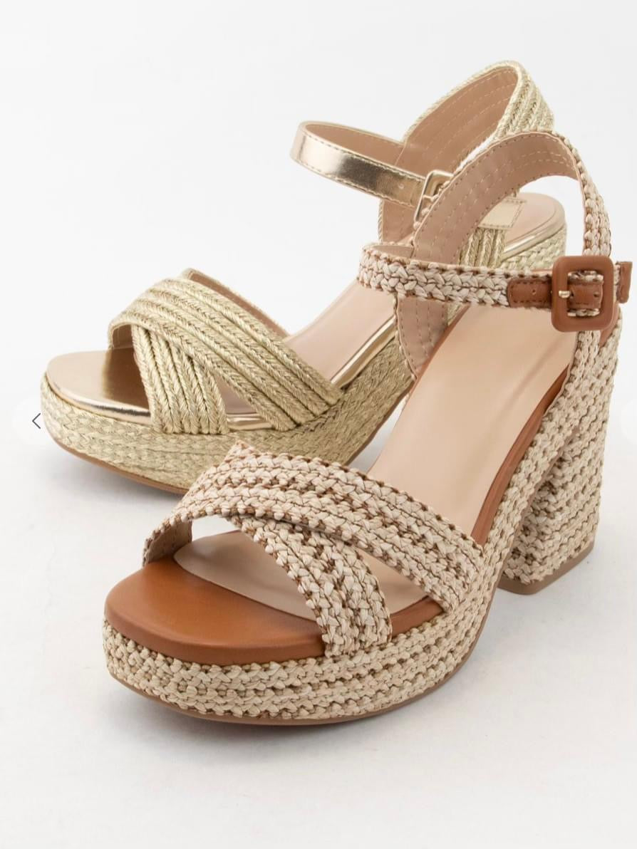 Yara Raffia Block Heel