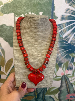 Red Bubble Heart Pendant