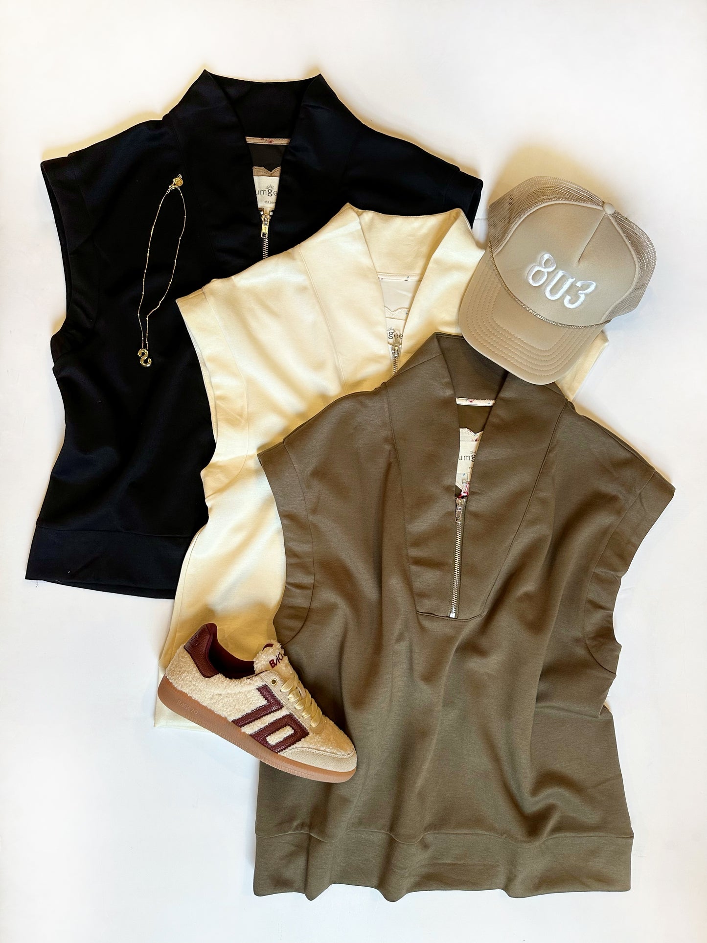 Quarter Zip Cap Sleeve Top- Saturday Steal