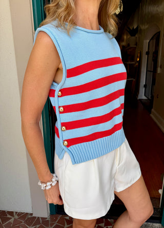 Striped Sleeveless Knit Top