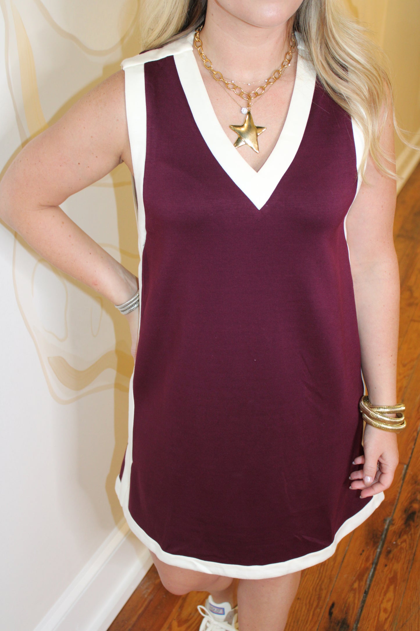 Sleeveless Varsity Style Dress