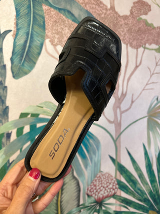 Dolli Black Croc Sandal
