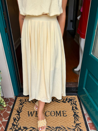 Yellow Box Pleated Midi Skirt