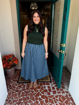 Solid Mock Neck Sleeveless Midi Dress