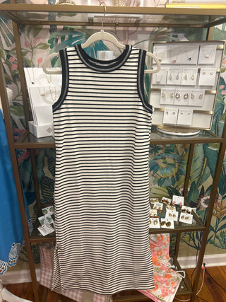 Stripe Contrast Time Sleeveless Knit Dress