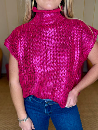 Metallic Foil Sweater Top
