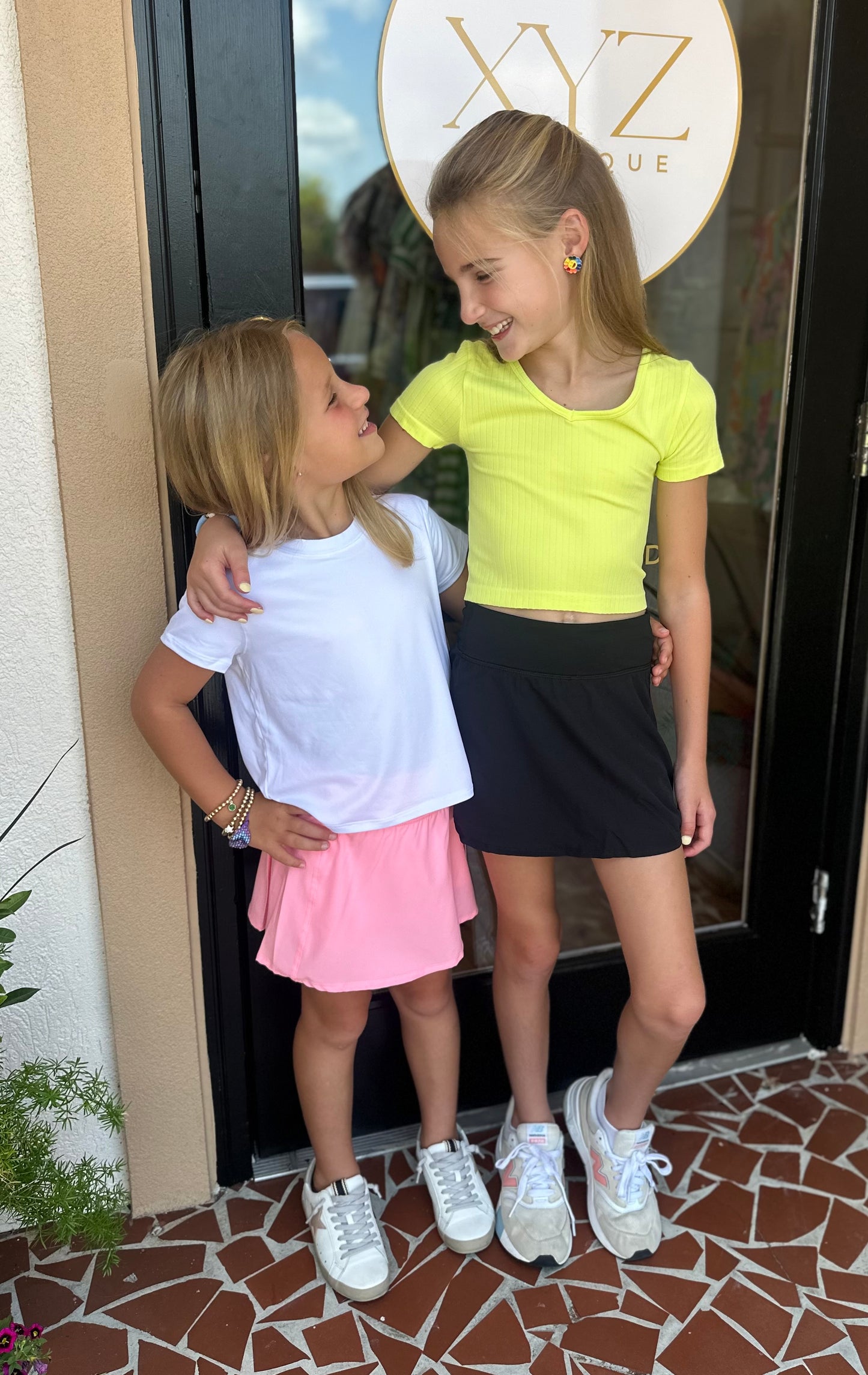 Tennis Skirt with Shorts Pink & Black-Girls