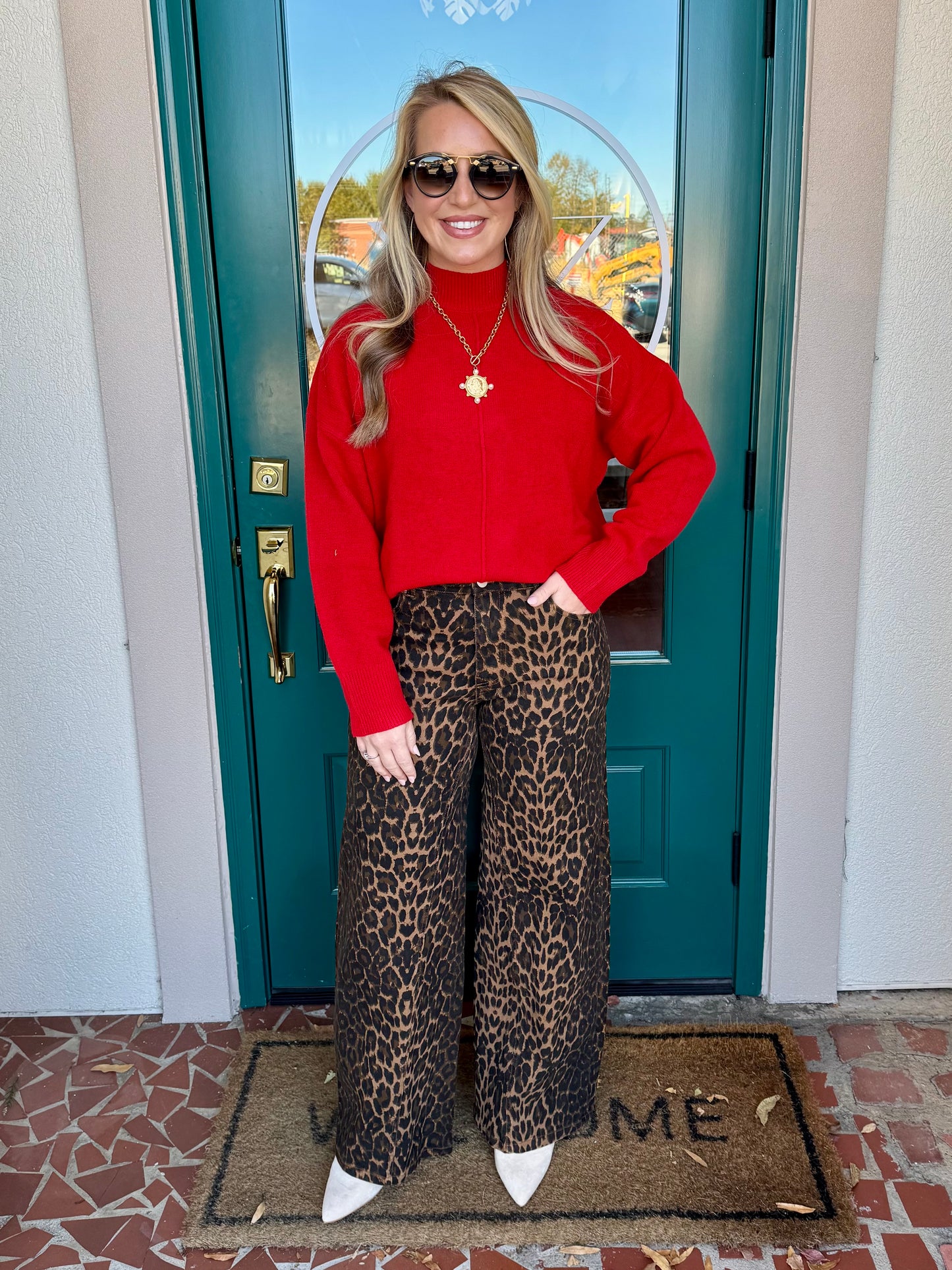 Leopard Print Wide Leg Jean