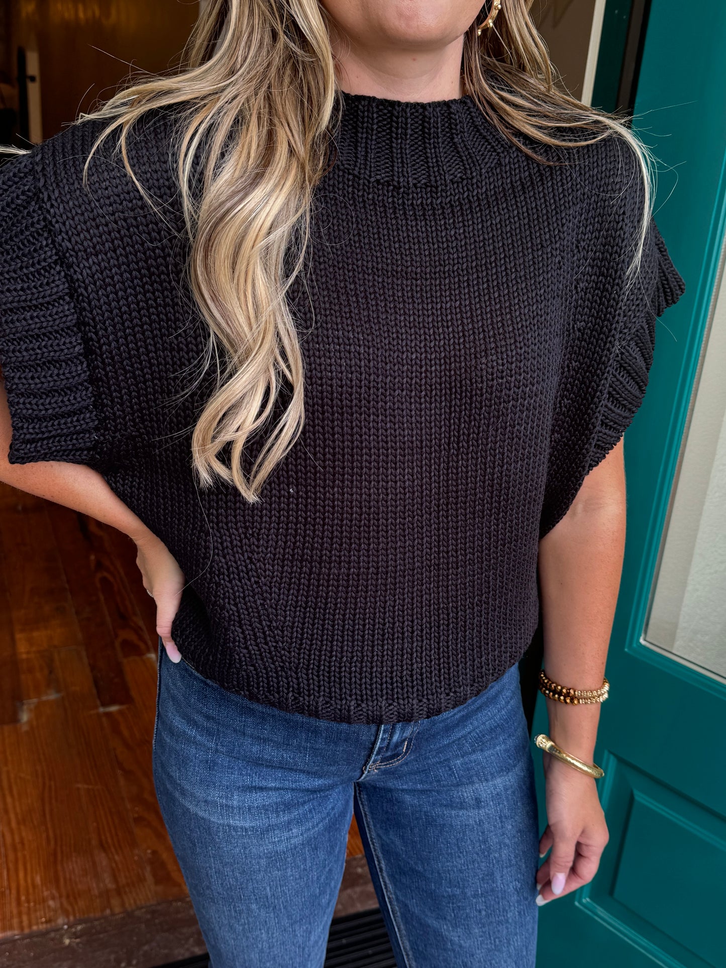 Solid Knit Mock Neck Sweater