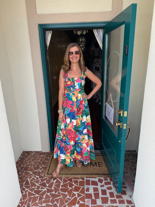 Colorful Printed Ruffle Tiered Maxi Dress