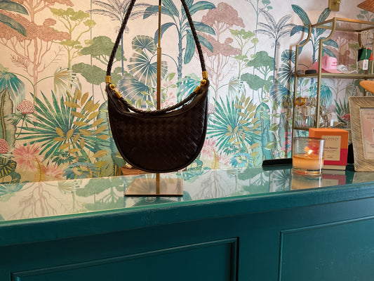 Chocolate Woven Hobo Handbag