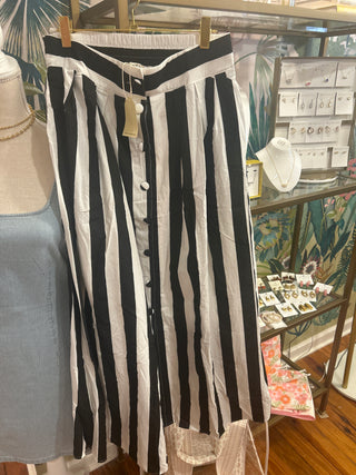Button Down Bold Stripe Maxi Skirt