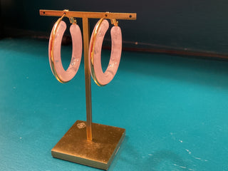 Natural Pink Acrylic Hoop with Gold Accent 1.5"