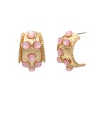Hannah Pink Stone Hoop Earrings