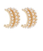 3 Row Pearl Gold Hoop