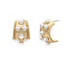 Half Round Pearl Dot Earrings