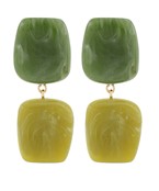 Green Square Drop Earrings