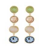 Green Multi Oval Linear Earrings