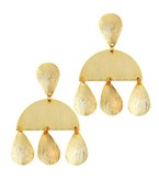 Gold Half Round Teardrop Earrings