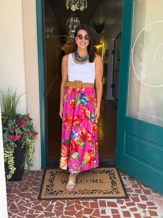 Pink Floral Maxi Skirt