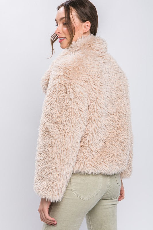 Mid Waist Faux Fur Coat