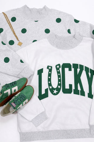Lucky Green Polka Dot Reversible Mock Neck