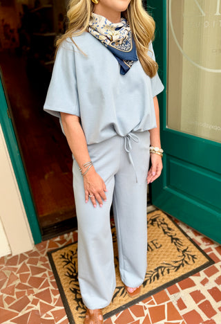 Elastic Waistband Wide Leg Pants