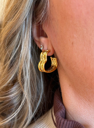 Gold Heart Hoop Earrings
