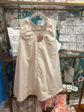 Cream Sleeveless Gathered Neck Detail Dress
