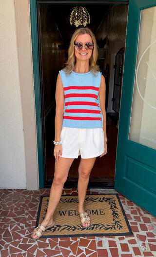 Striped Sleeveless Knit Top