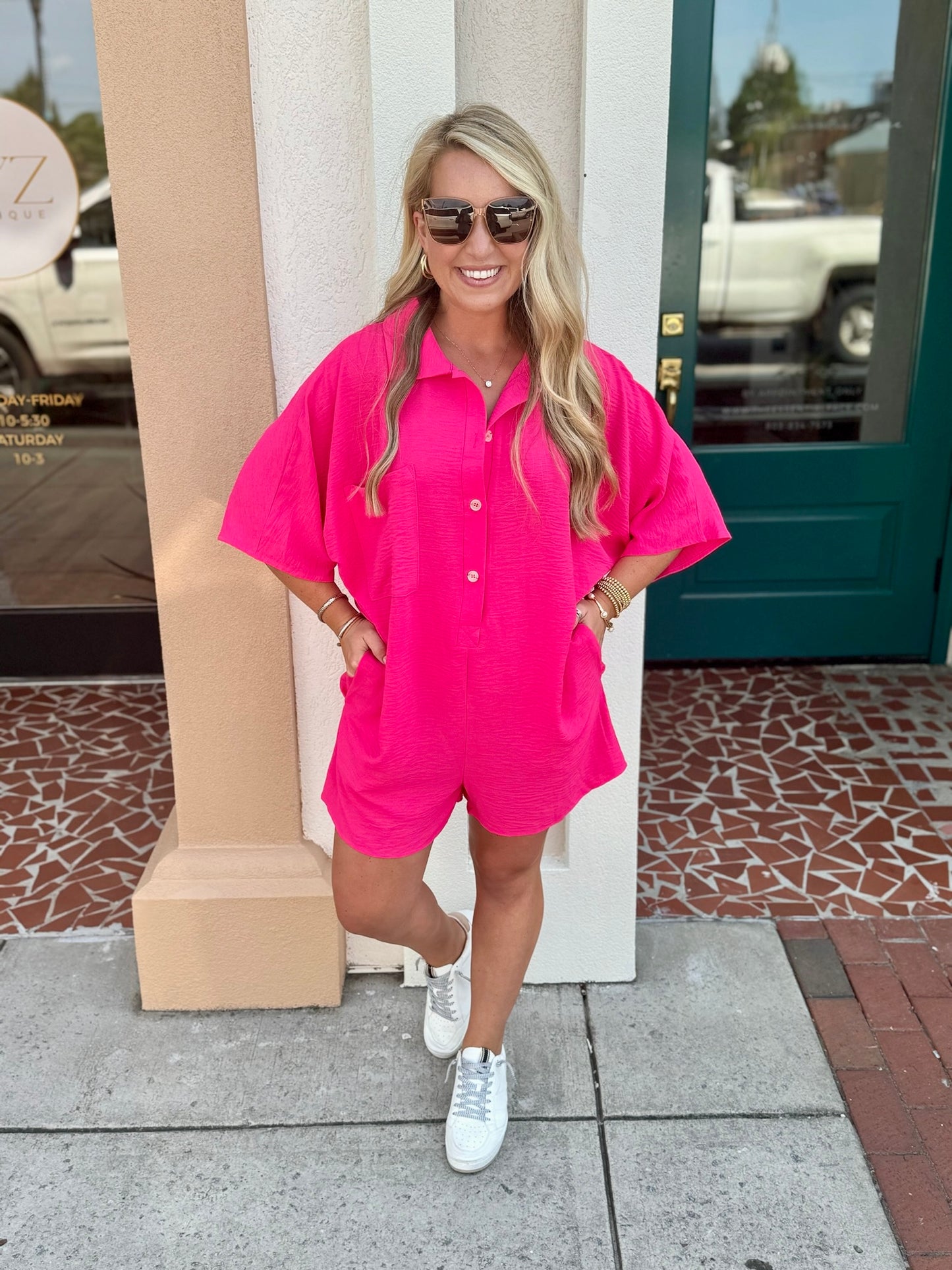 Oversized Button Front Romper- SATURDAY STEAL