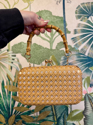 Khaki Raffia Bamboo Handle