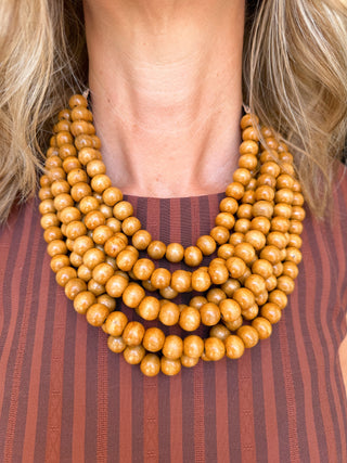 Brown Wooden Bead Necklace