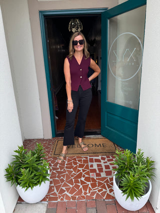 Sleeveless Gold Button Knit Sweater Vest