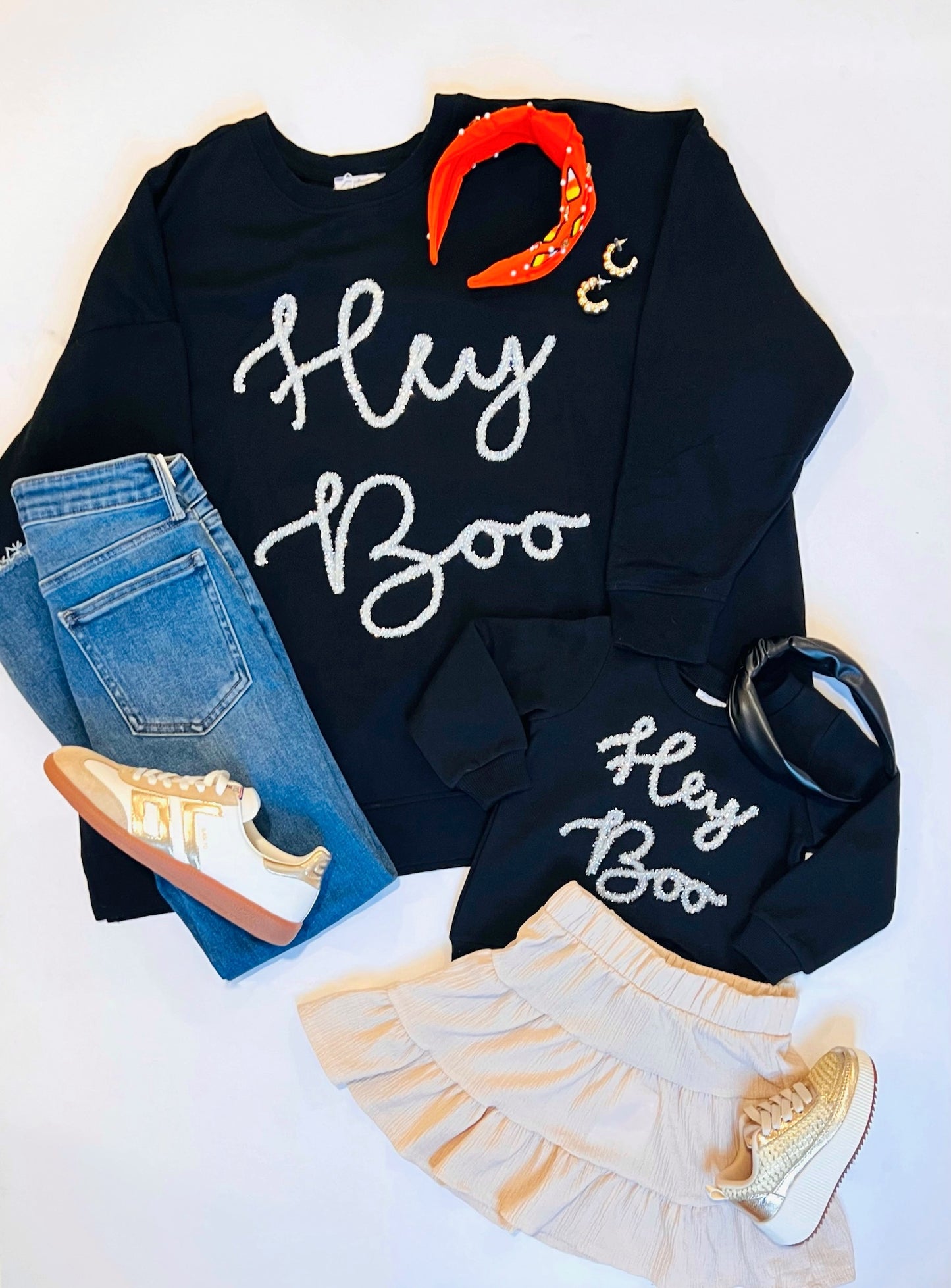 Girls Hey Boo Sparkle Sweatshirt