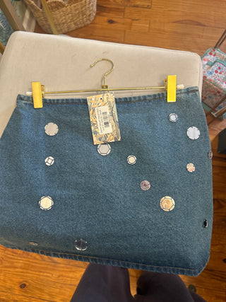 Denim Sequin Detail Skirt