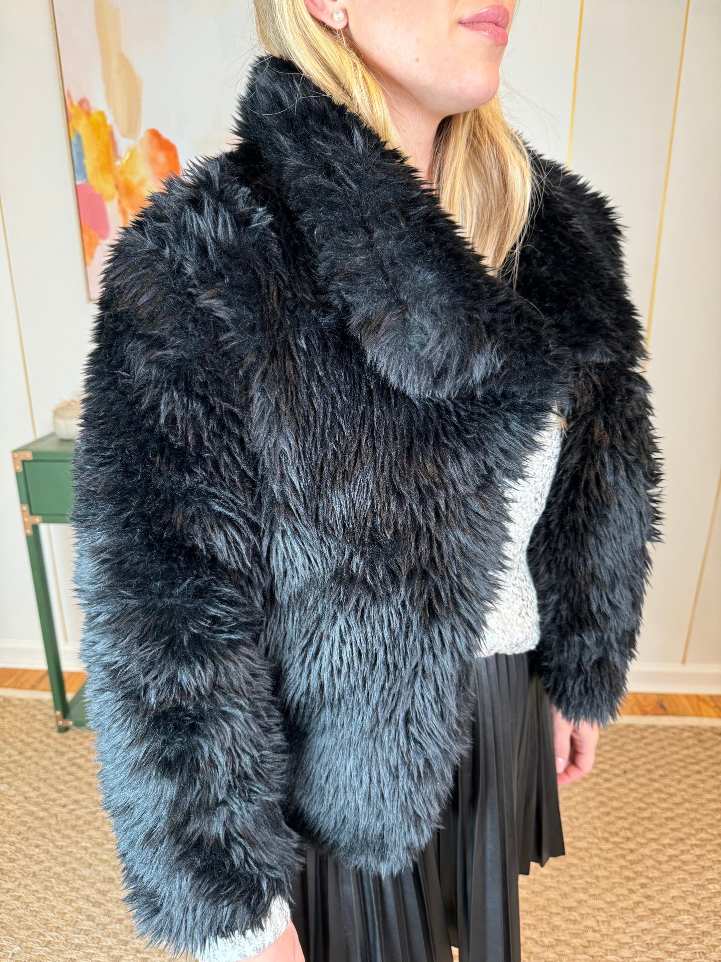 Mid Waist Faux Fur Coat