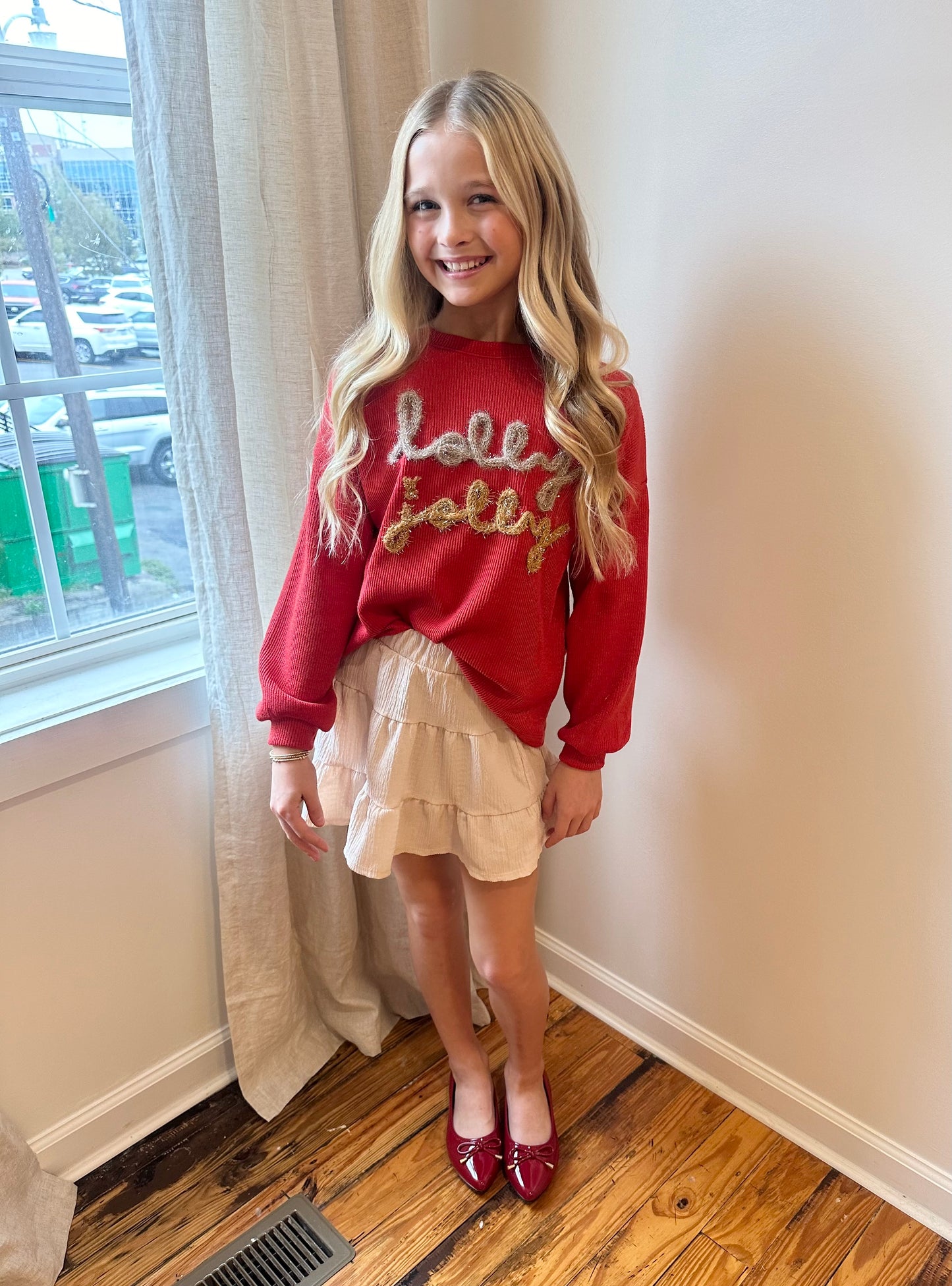 Girls Crinkle Texture Tiered Skirt