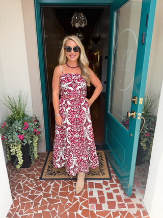 Baroque Print Tiered Midi Skirt