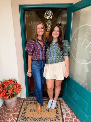Ruffle Neck Button Down Top