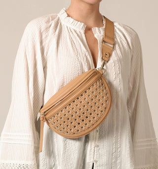 Tan Doris Weave Fanny Pack- Cleobella