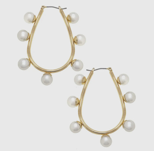 Allison Studded Pearl Hoop