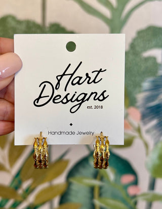 Gold Basketweave Hoop Earrings
