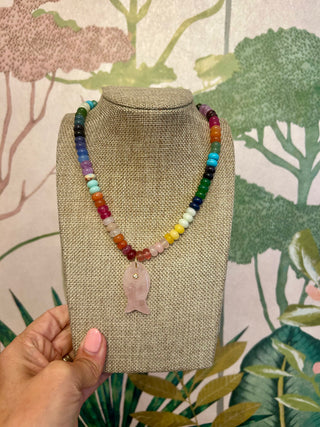 Rainbow Statement Fish Necklace