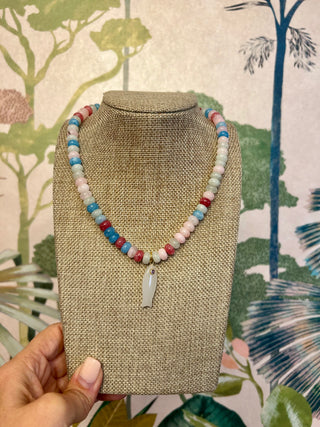 Pastel Beaded with White Fish Necklace