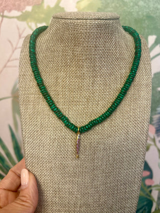Devin Green Beaded Fish Necklace